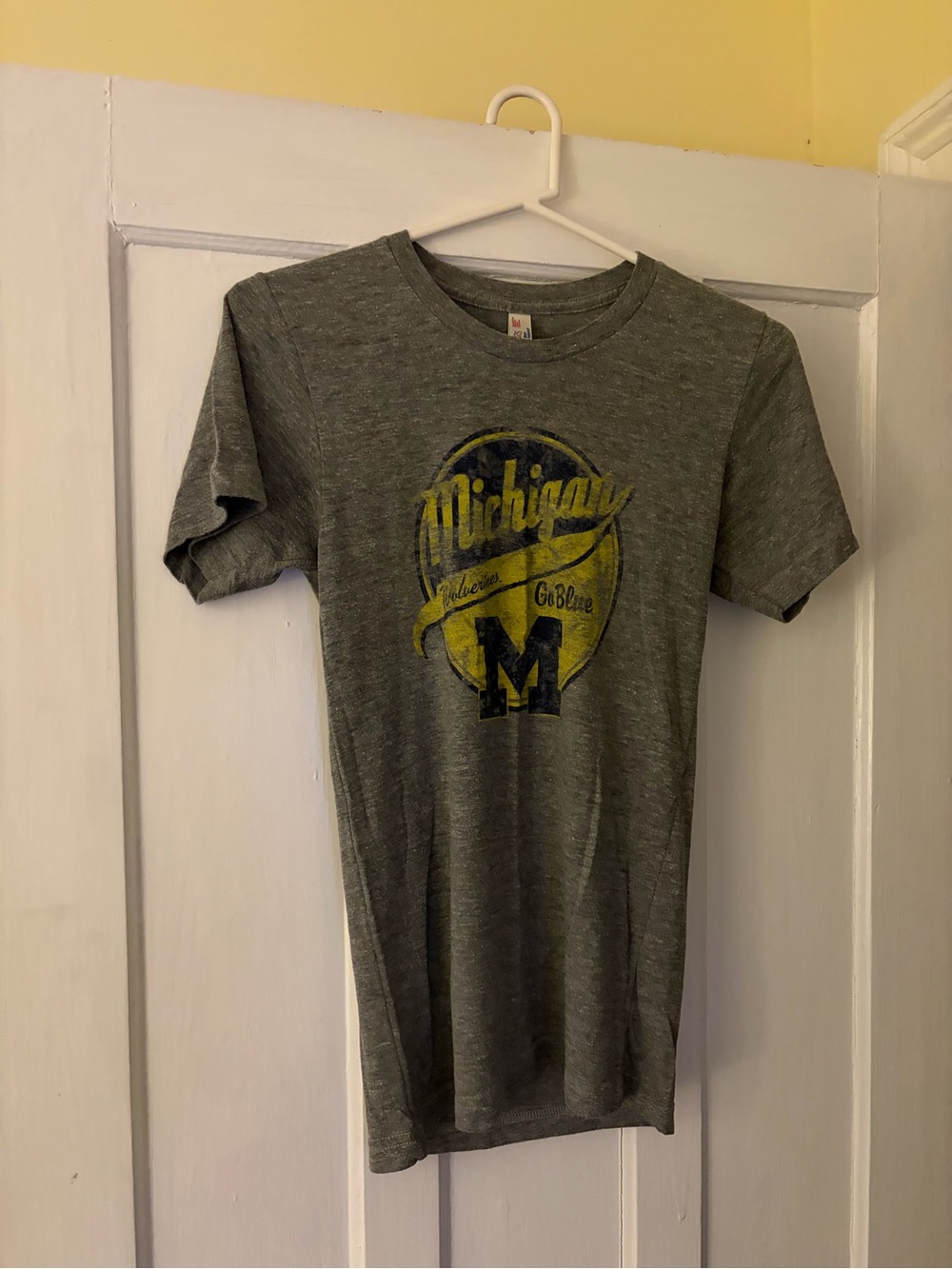 American Apparel Gray Short Sleeve Tee with Yellow Michigan Graphic